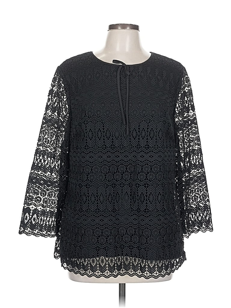 Pre-owned Talbots 3/4 Sleeve Blouse In Black