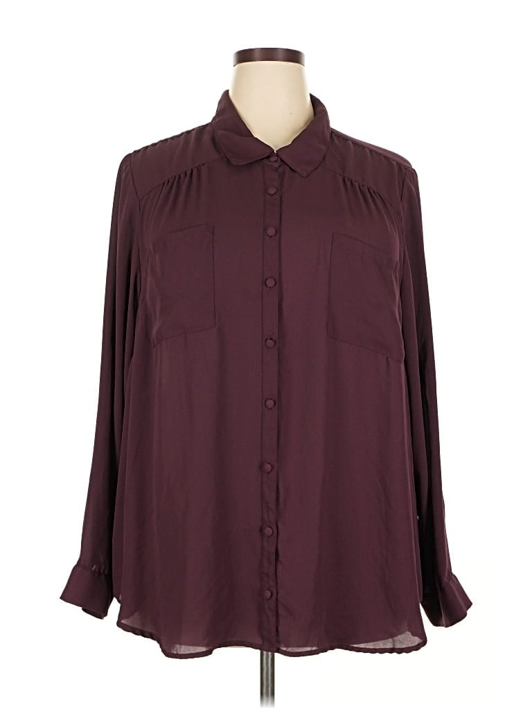 Pre-owned Torrid Long Sleeve Blouse In Burgundy