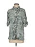 Buddy Love 100% Rayon Animal Print Silver 3/4 Sleeve Button-Down Shirt Size S - photo 1