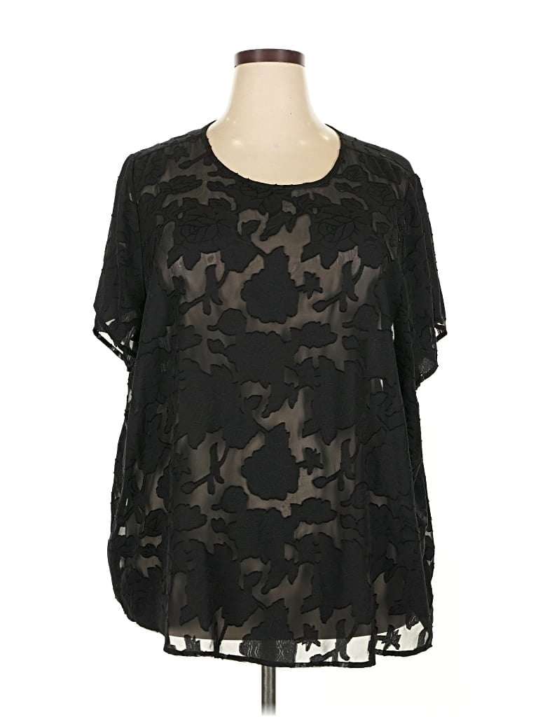 Pre-owned Torrid Short Sleeve Blouse In Black