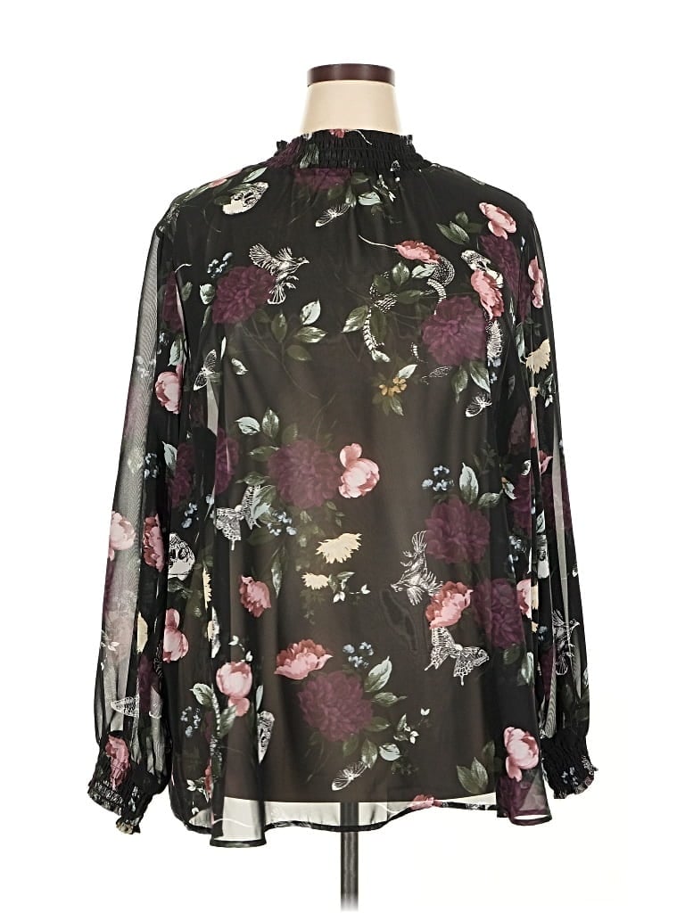 Pre-owned Torrid Long Sleeve Blouse In Black