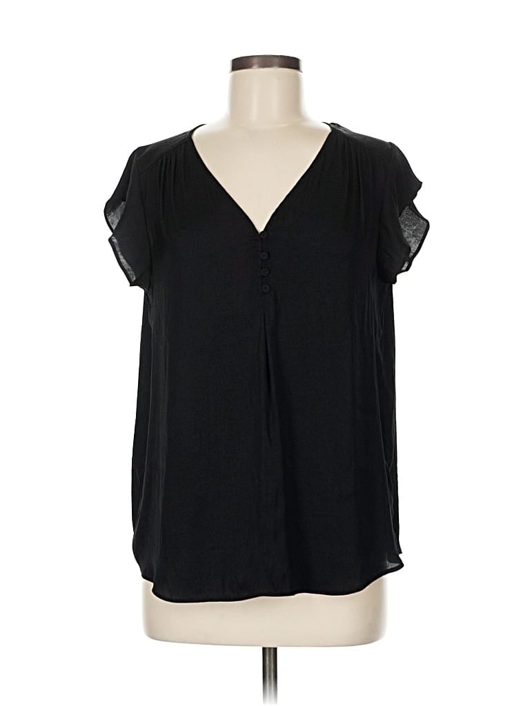 Pre-owned Maison D' Amelie Short Sleeve Blouse In Black