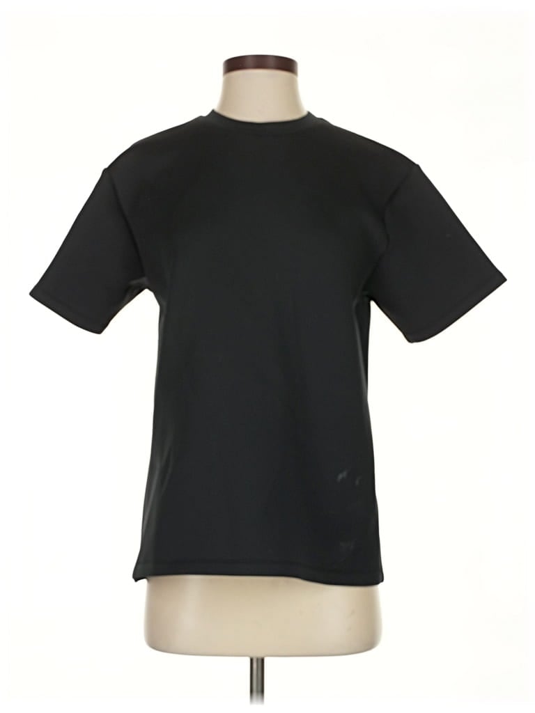 Pre-owned Cynthia Rowley Tjx Short Sleeve Top Black Crew Neck Tops