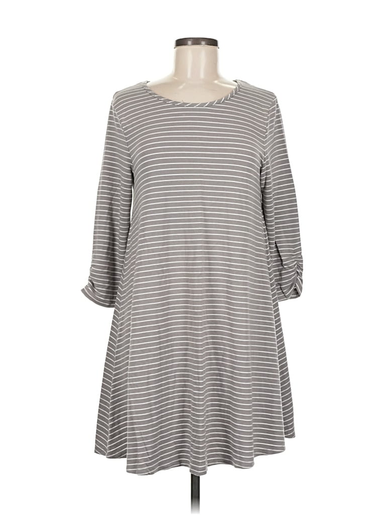 Pre-owned Garnet Hill 3/4 Sleeve Top Gray Boatneck Tops