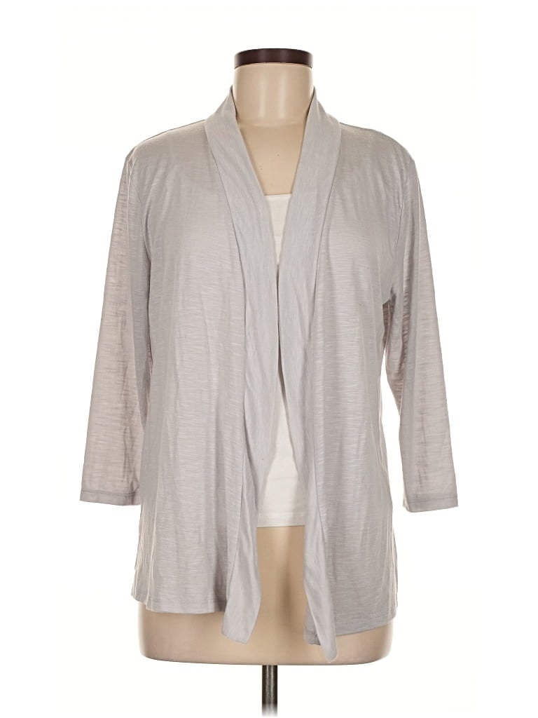 Pre-owned August Silk Cardigan Sweater In Gray