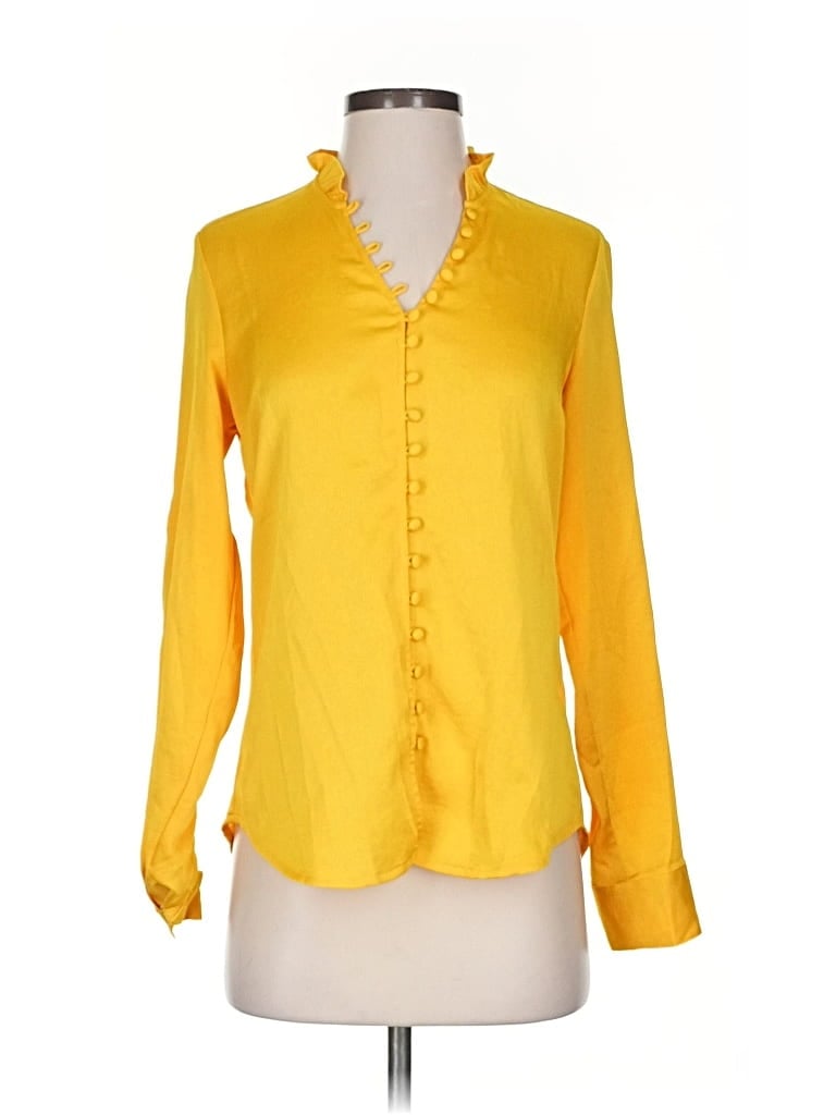 Pre-owned Express Long Sleeve Blouse In Yellow