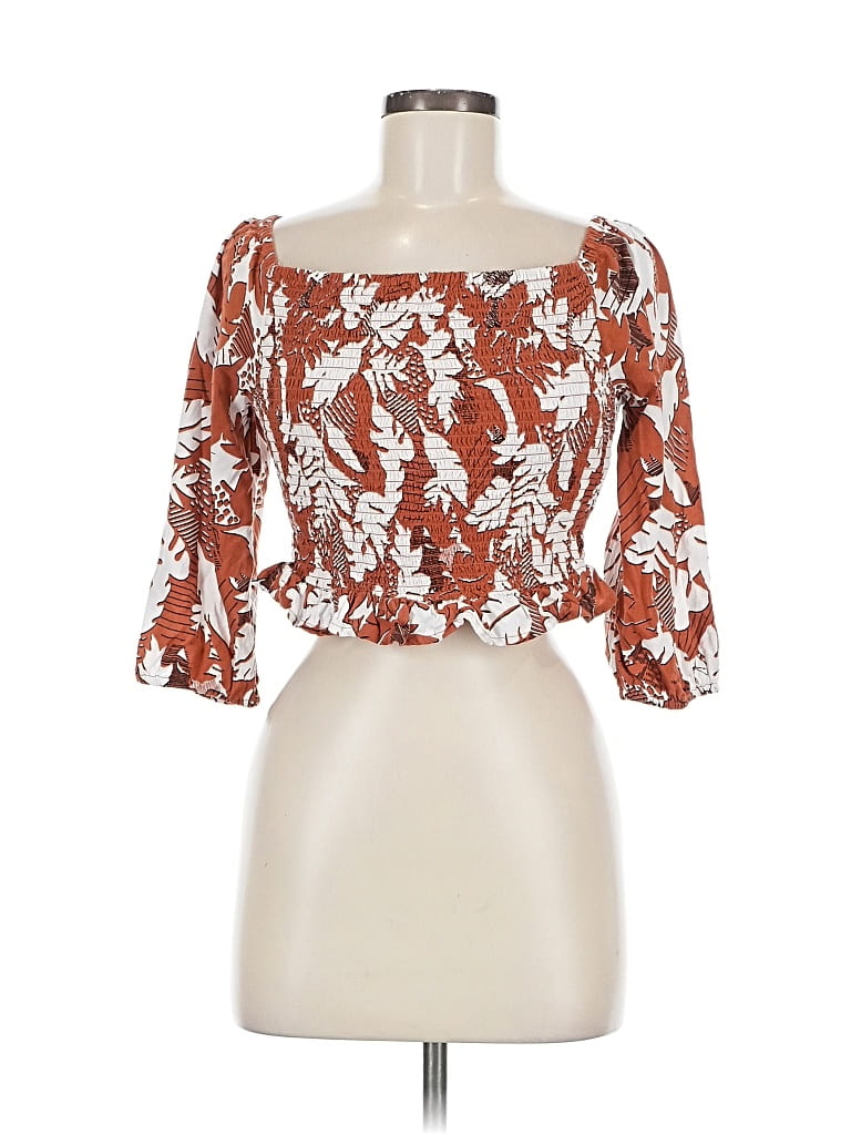 Pre-owned Roxy 3/4 Sleeve Blouse In Orange