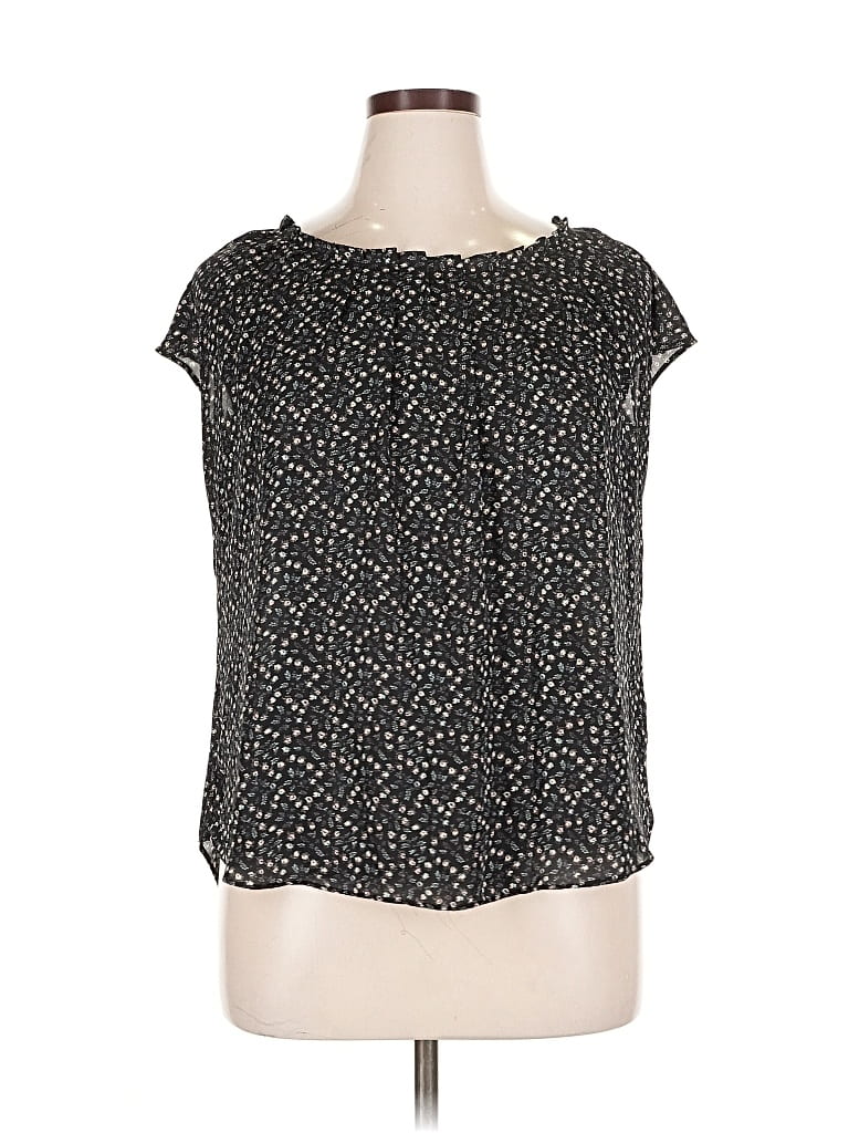 Pre-owned Lc Lauren Conrad Short Sleeve Blouse In Black
