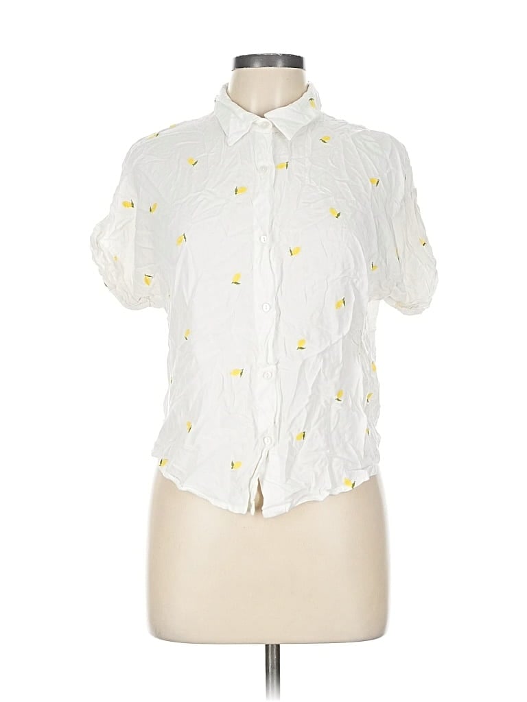 Pre-owned Japna Short Sleeve Blouse In White