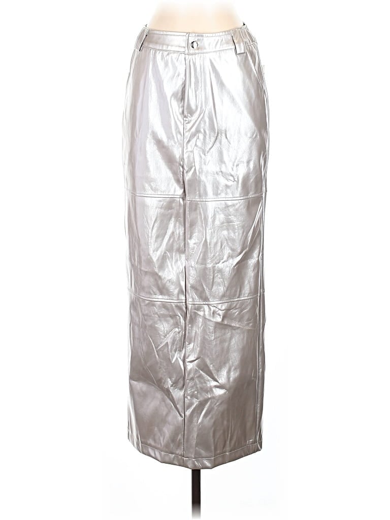 Cherry Mellow Faux Leather Skirt In Silver