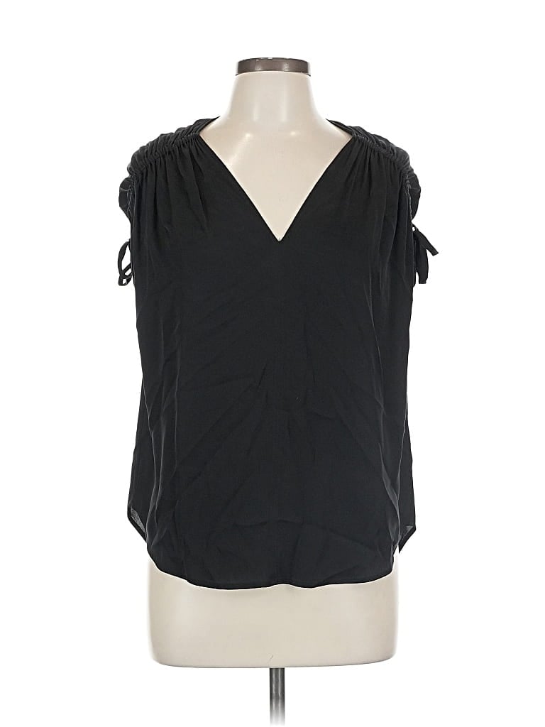 VINCE Pre-owned Sleeveless Silk Top Black Cold Shoulder Neckline Tops