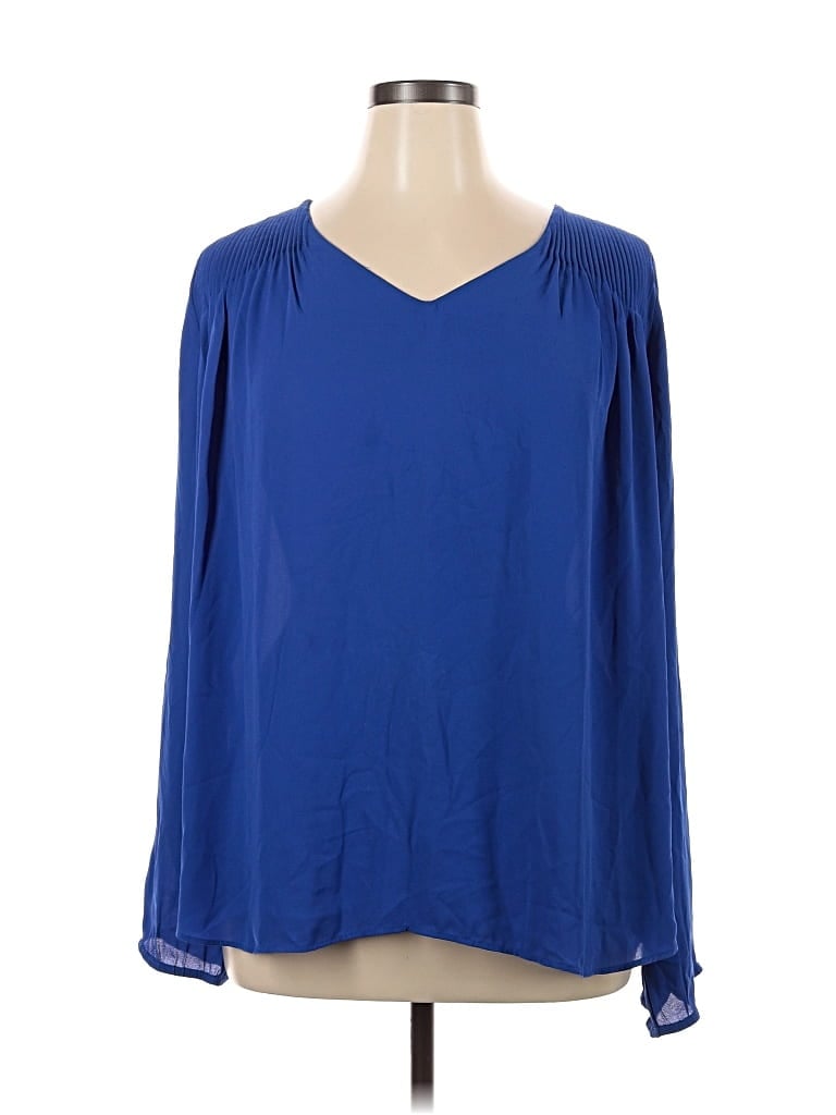 Pre-owned Banana Republic Factory Store Long Sleeve Blouse In Blue