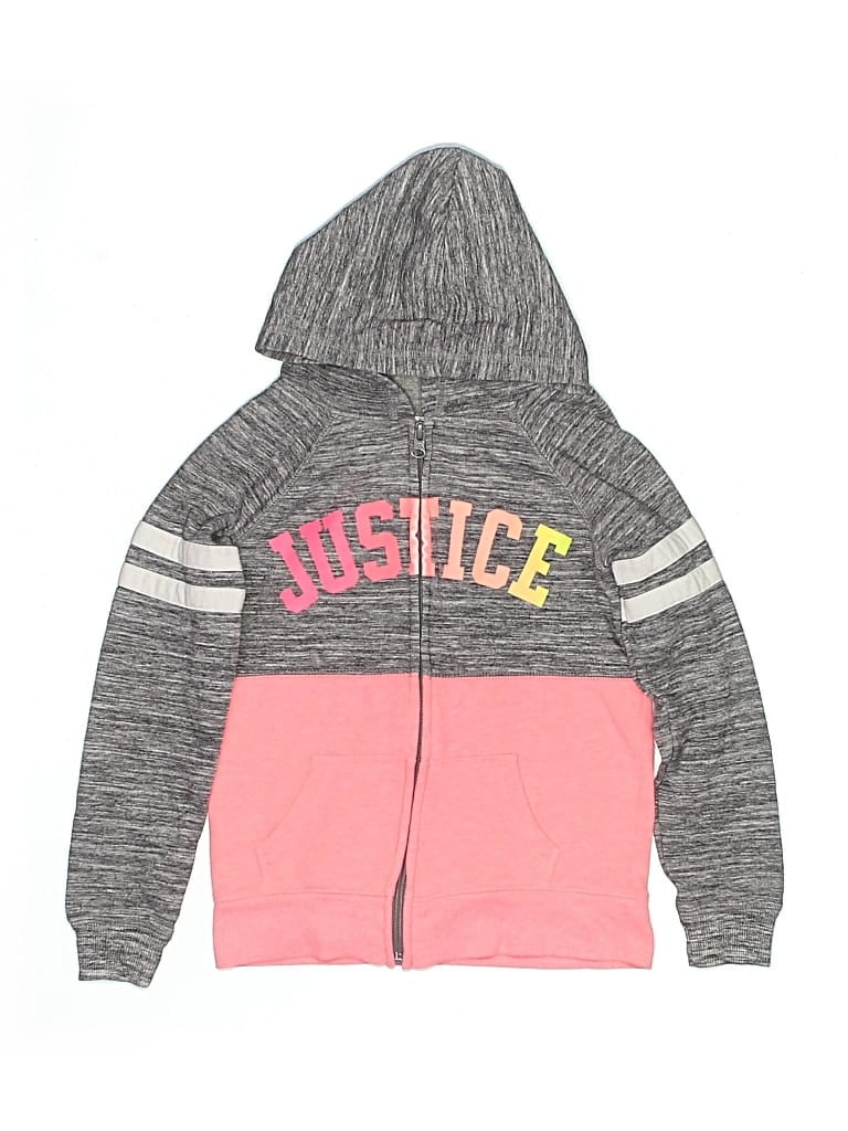 Pre-owned Justice Kids' Zip Up Hoodie In Pink