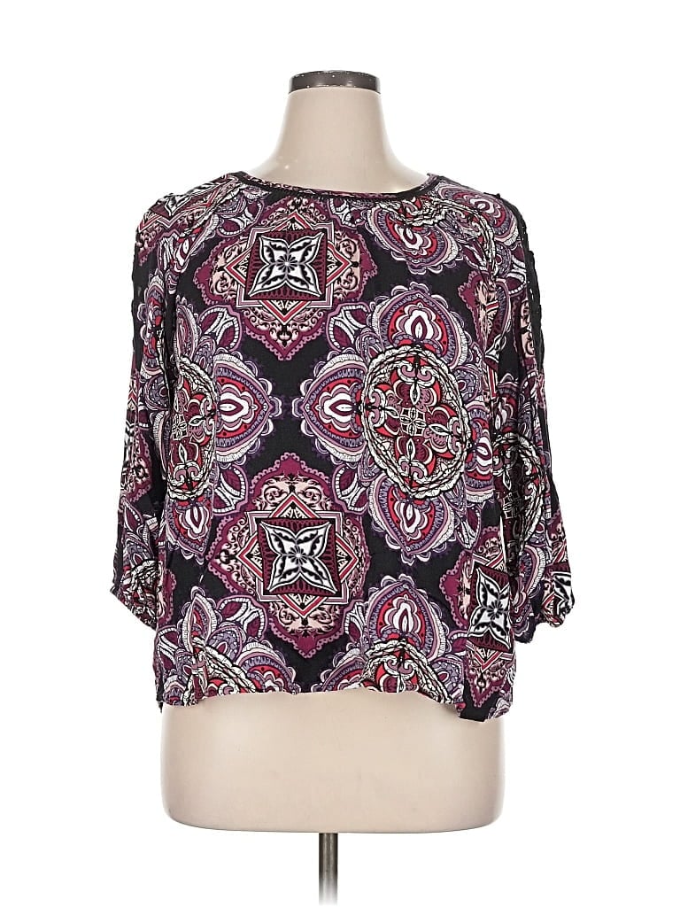 Pre-owned Cato 3/4 Sleeve Blouse In Purple