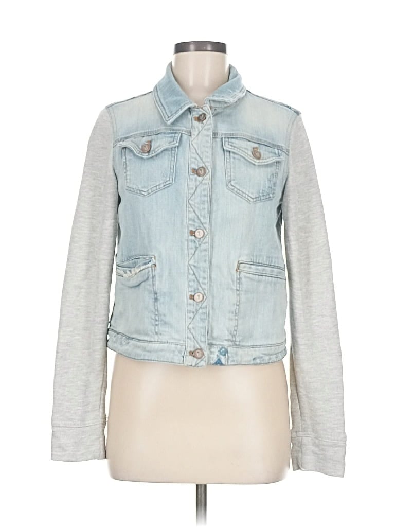 Pre-owned Pilcro And The Letterpress Denim Jacket In Gray