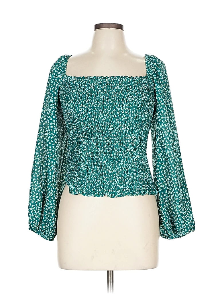 Pre-owned Unbranded 3/4 Sleeve Blouse In Blue