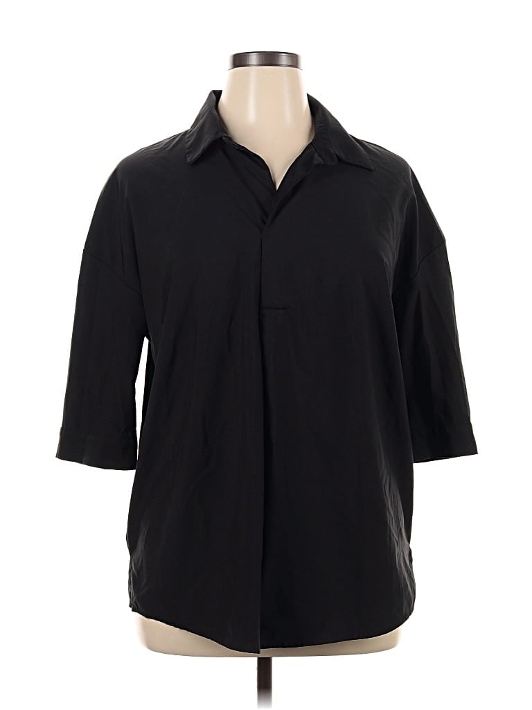 Pre-owned Eloquii 3/4 Sleeve Blouse In Black