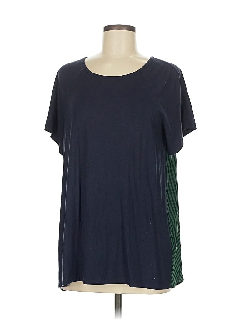 Pre-owned Ann Taylor Short Sleeve Top Blue Scoop Neck Tops