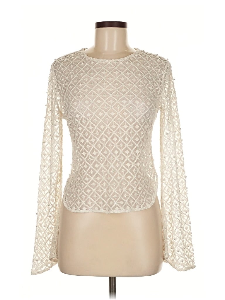 Pre-owned Aje Long Sleeve Top Ivory Boatneck Tops In White