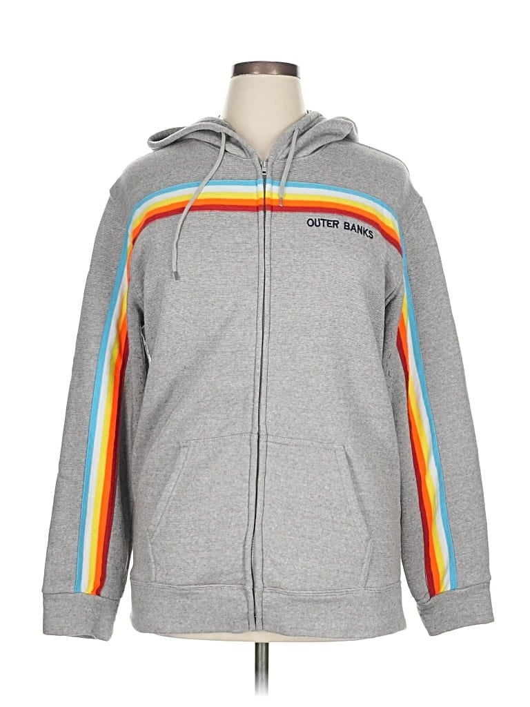 Pre-owned Assorted Brands Zip Up Hoodie In Gray