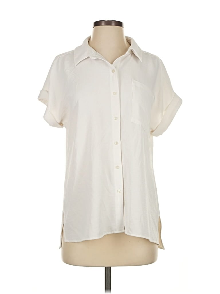 Pre-owned Calvin Klein Short Sleeve Blouse In White