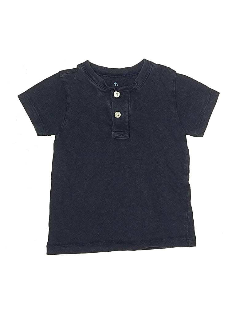 Pre-owned Crewcuts Kids' Short Sleeve Henley Shirt In Blue