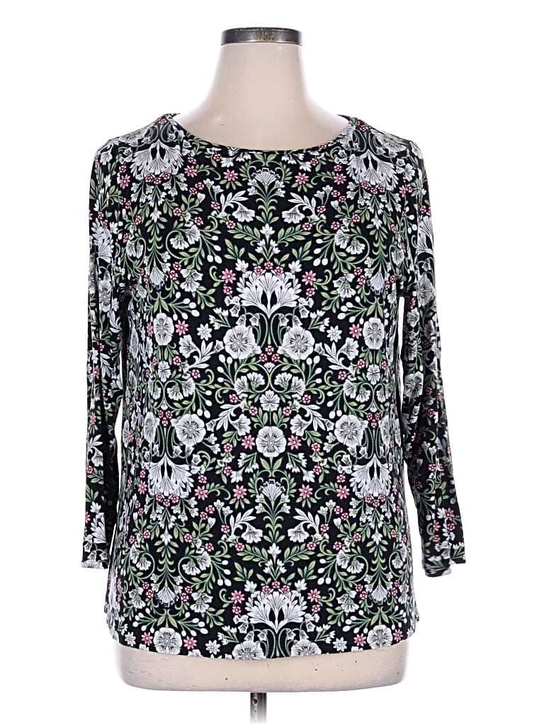 Pre-owned Jjill 3/4 Sleeve Blouse In Black