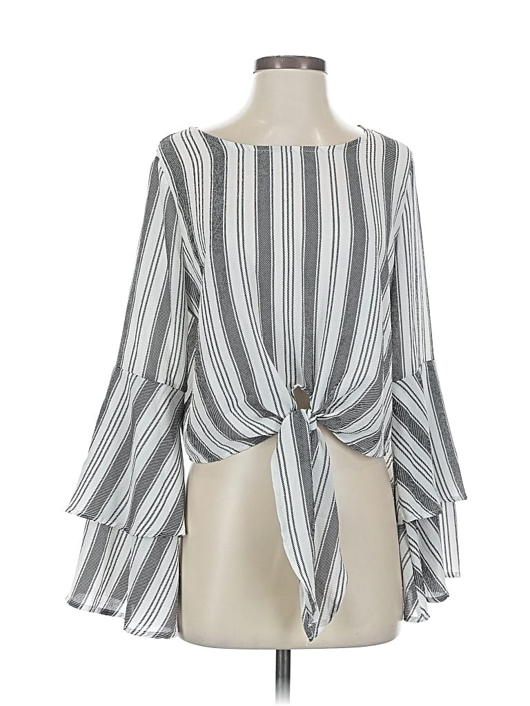 Pre-owned Altar'd State 3/4 Sleeve Blouse In Silver