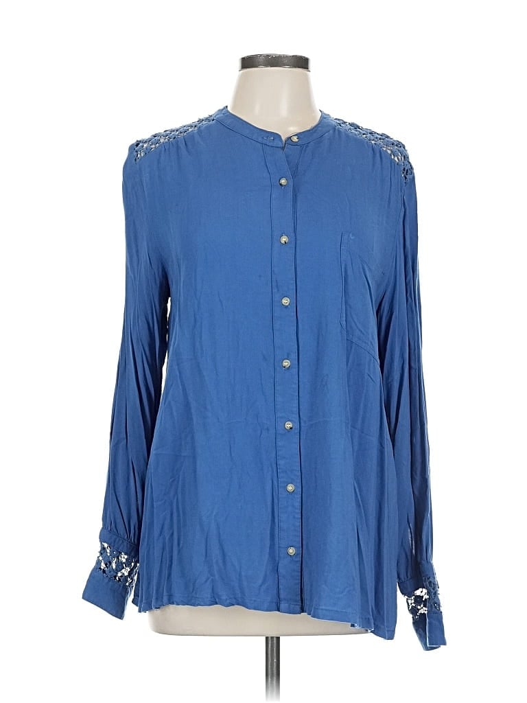 Pre-owned Neiman Marcus Long Sleeve Blouse In Blue