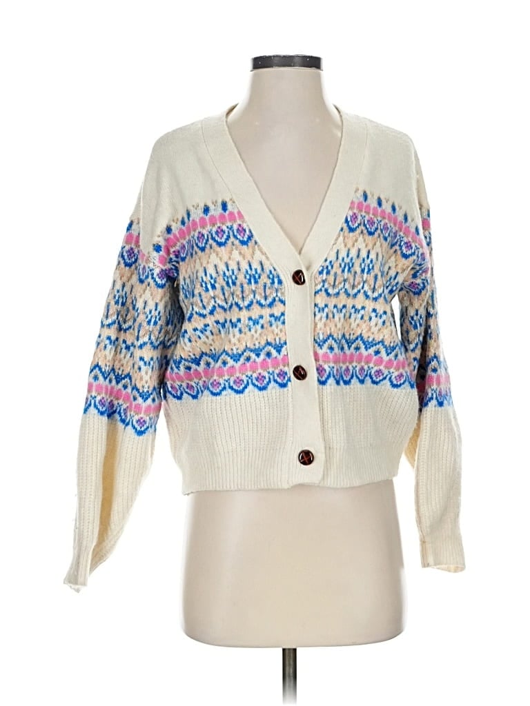Pre-owned Lush Cardigan Sweater In White