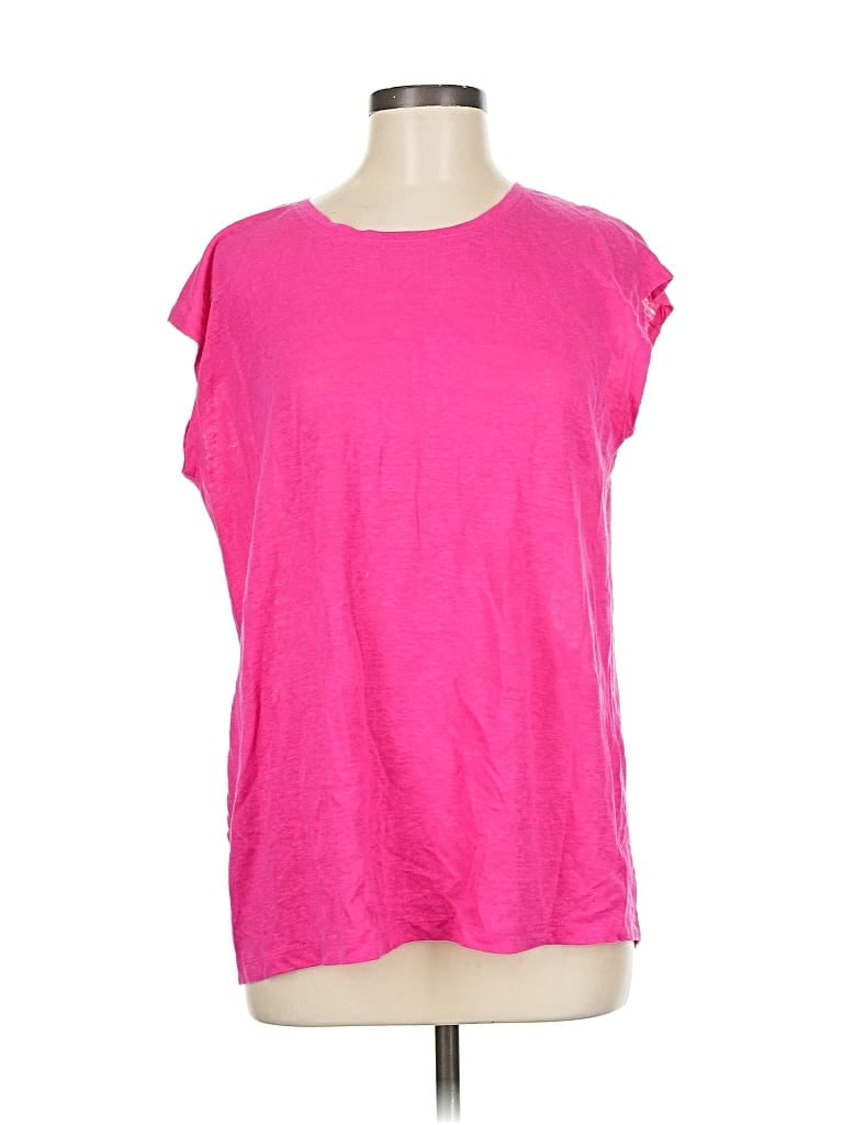 Pre-owned Tahari Short Sleeve Top Pink Scoop Neck Tops