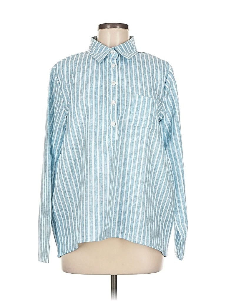 Pre-owned Unbranded Long Sleeve Blouse In Blue