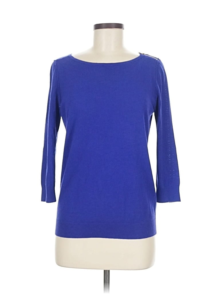 Pre-owned Ann Taylor 3/4 Sleeve Top Blue Boatneck Tops