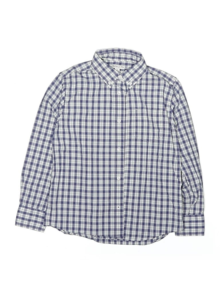 Pre-owned Crewcuts Kids' Long Sleeve Button Down Shirt In Blue