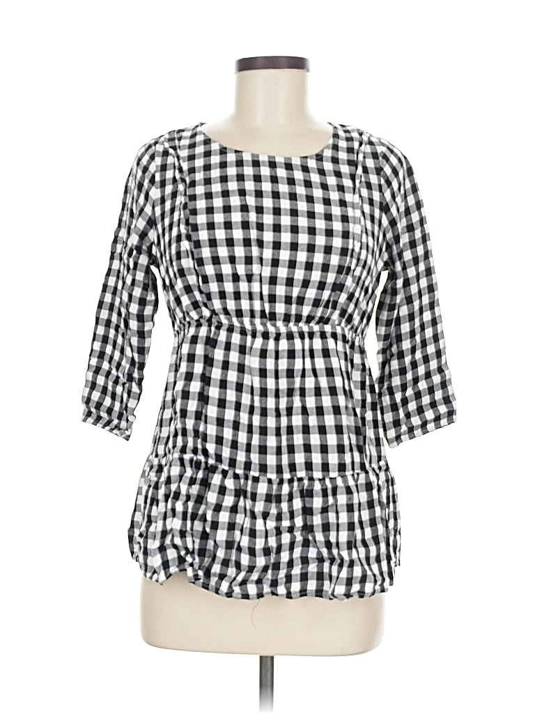 Pre-owned Time And Tru 3/4 Sleeve Blouse In Black