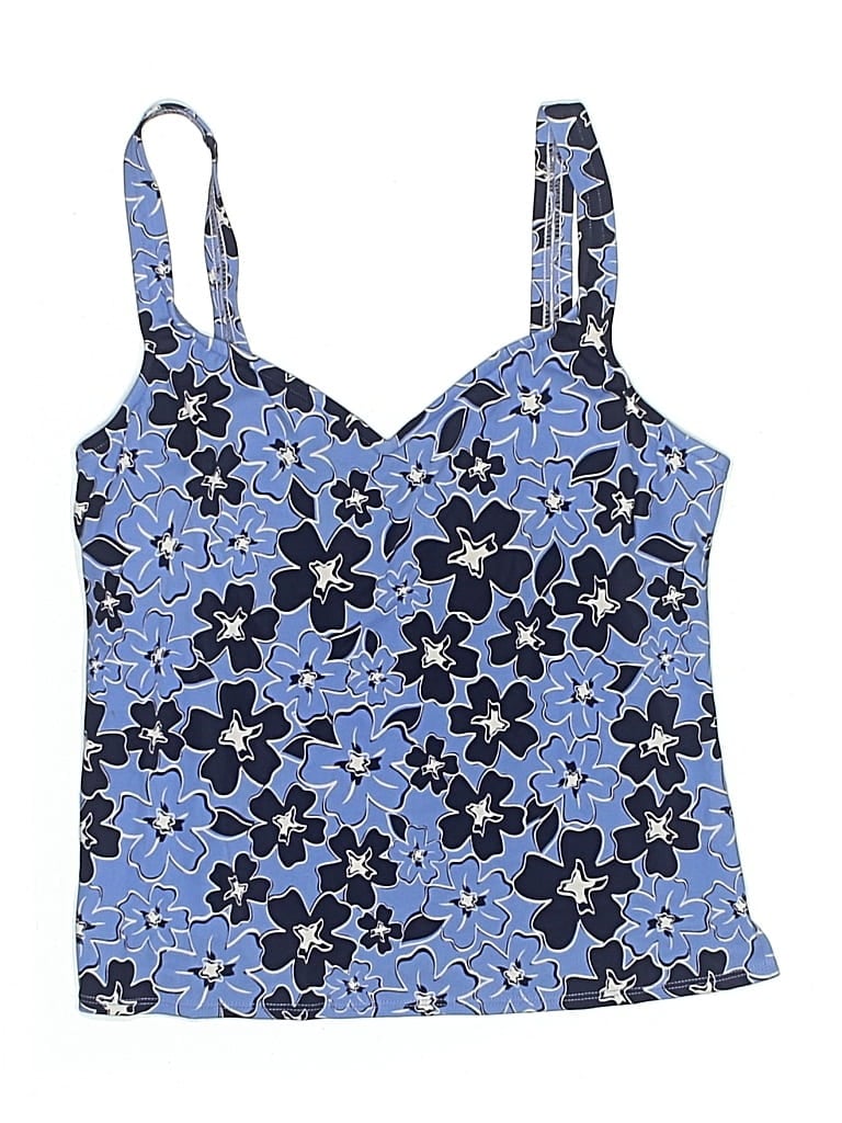 Pre-owned Jantzen Swimsuit Top Blue Floral Pattern Swimwear