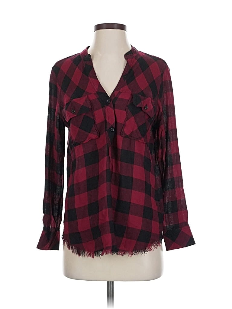 RAILS Pre-owned Long Sleeve Blouse In Burgundy