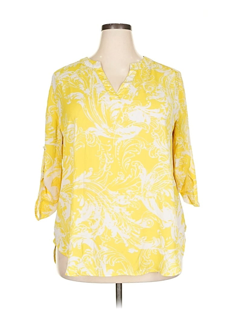 Pre-owned C Established 1946 3/4 Sleeve Blouse In Yellow