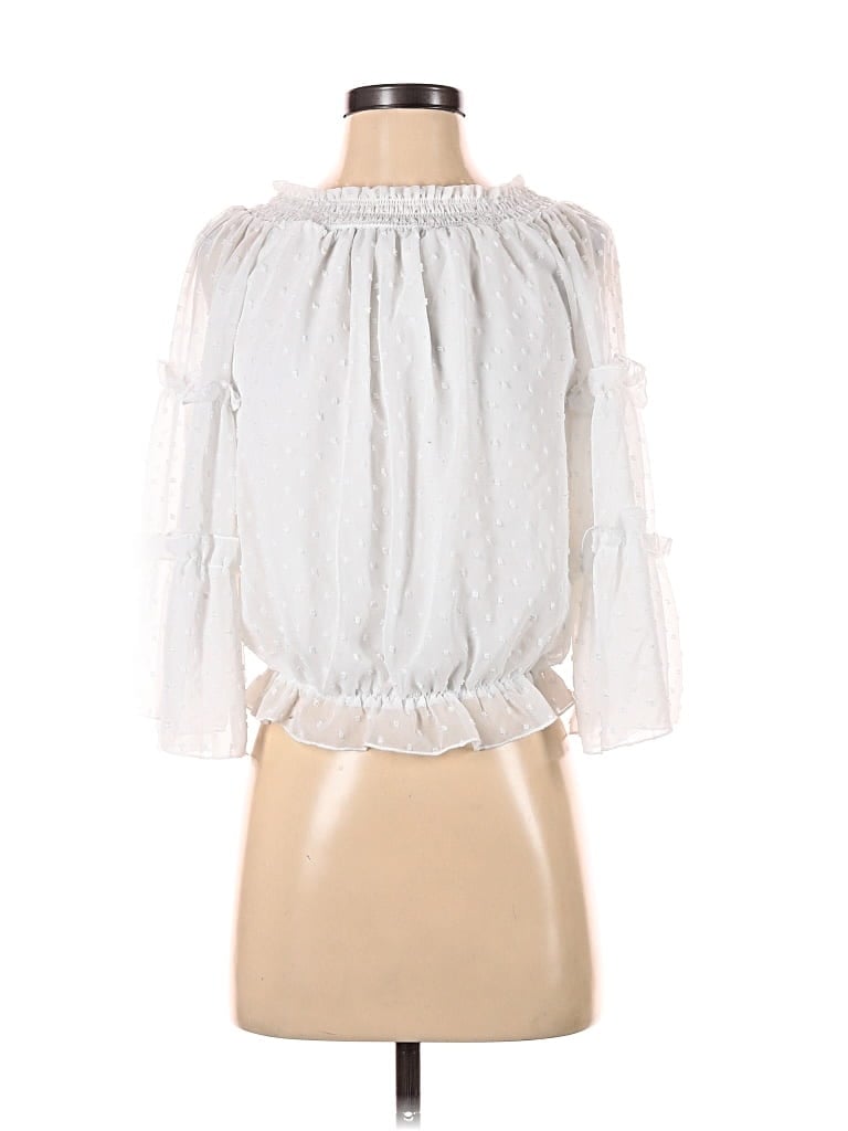 Pre-owned Miami 3/4 Sleeve Blouse In White