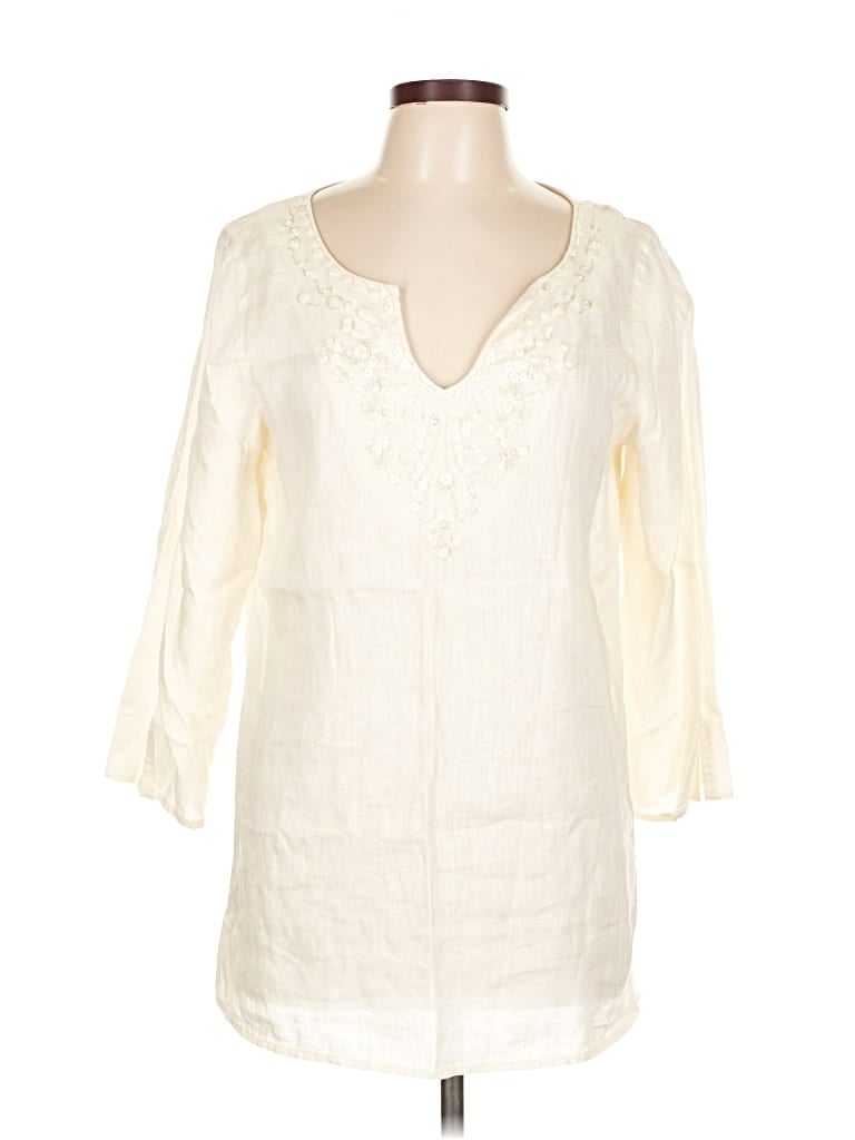 Pre-owned Dana Buchman 3/4 Sleeve Blouse In White