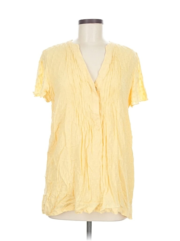 Pre-owned Soft Surroundings Short Sleeve Blouse In Yellow