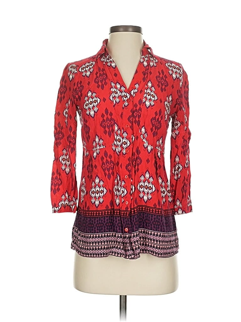 Pre-owned Maeve 3/4 Sleeve Blouse In Red