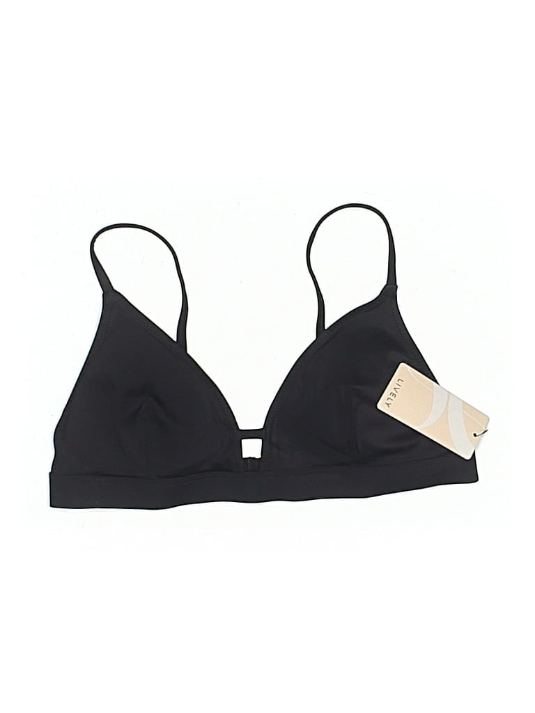 LIVELY Pre-owned Swimsuit Top Black Solid Pattern Swimwear