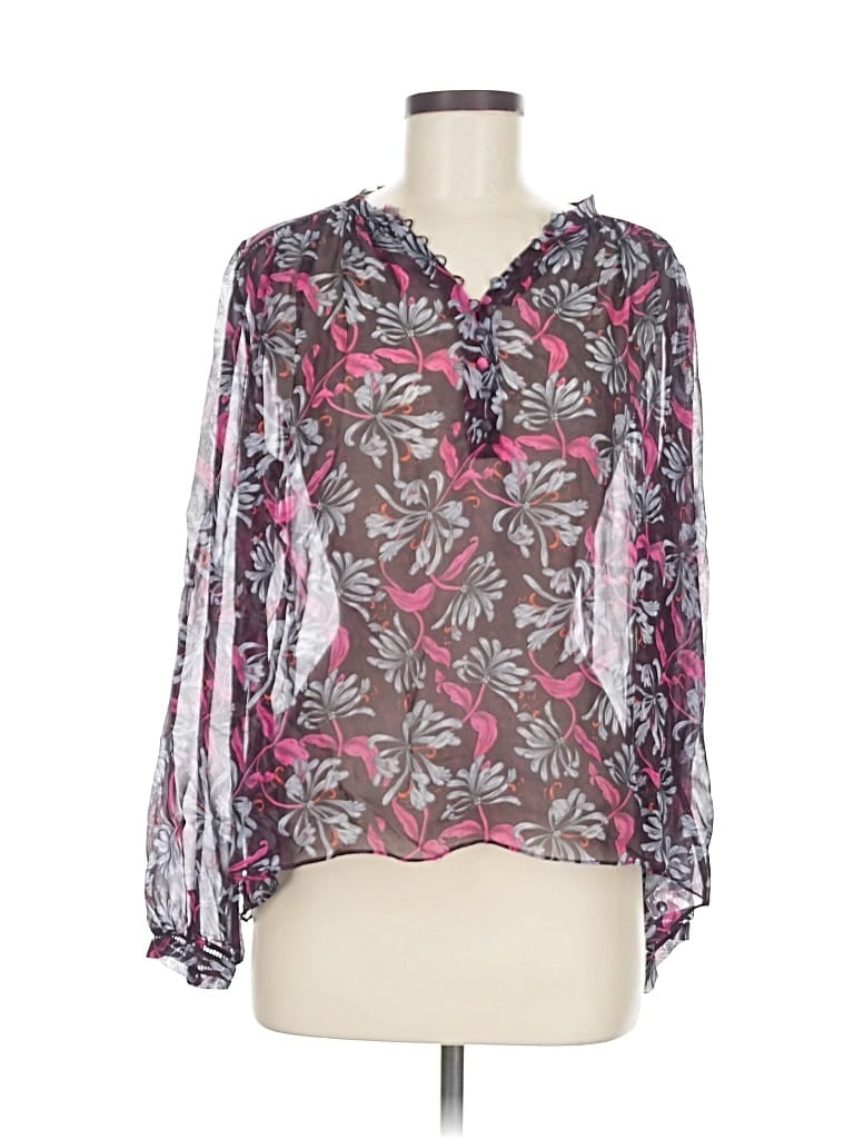 Pre-owned Rebecca Taylor Long Sleeve Silk Top Pink Tie Neck Tops