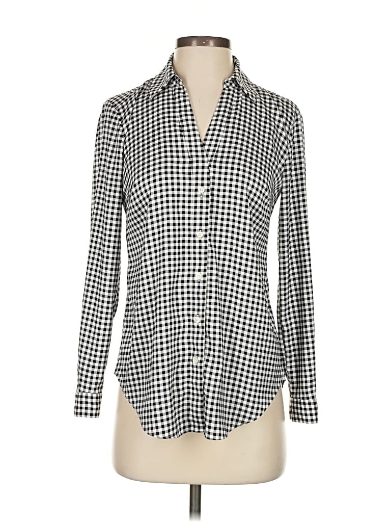 Pre-owned Ann Taylor Long Sleeve Blouse In Silver