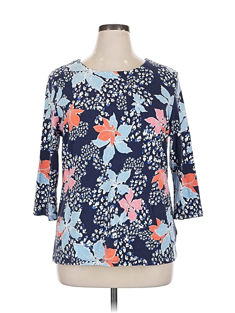 Pre-owned Coral Bay 3/4 Sleeve Blouse In Blue