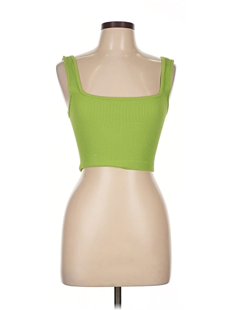 Pre-owned Zara Tank Top Green Square Neckline Tops