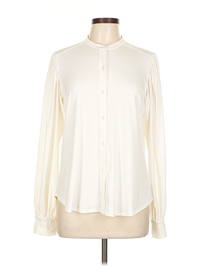 Pre-owned Hale Bob Long Sleeve Polo Shirt In White