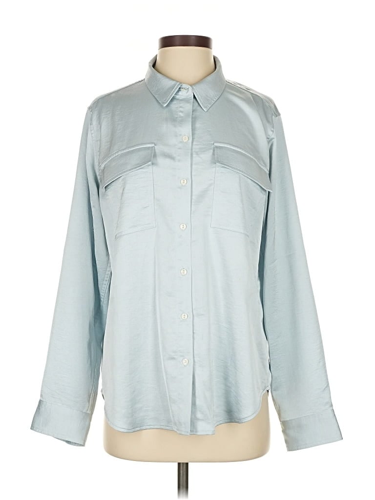 Pre-owned Lucky Brand Long Sleeve Blouse In Blue