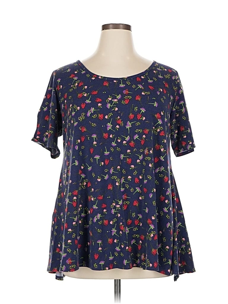 Pre-owned Lularoe Short Sleeve Blouse In Blue